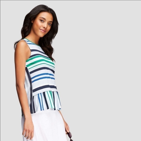 Joe fresh striped peplum tank top, medium - Picture 1 of 6